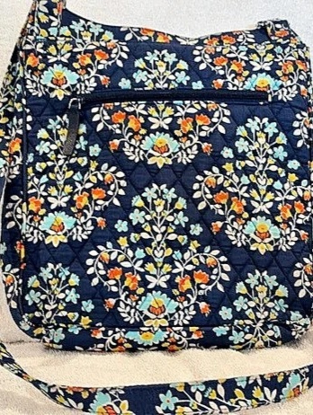 Vera Bradley Original 100 Handbag Quilted Floral Crossbody Bag in Blue